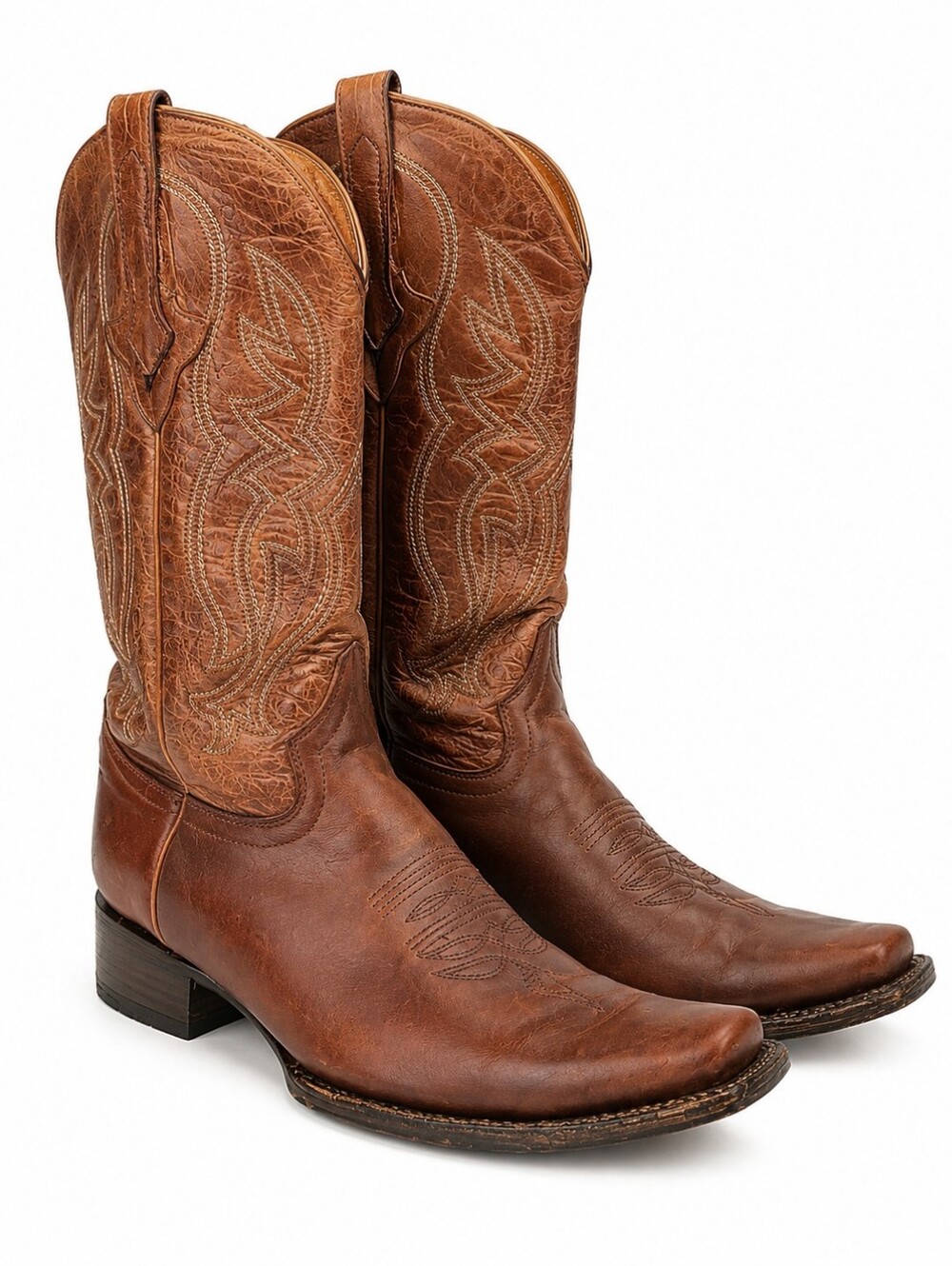 Innovation Square Toe Cowboy Boots Brown Leather Mexico US 9 Ranch Rodeo Rustic